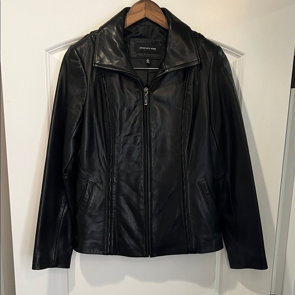 Jones New York Classic Black Genuine Leather Jacket